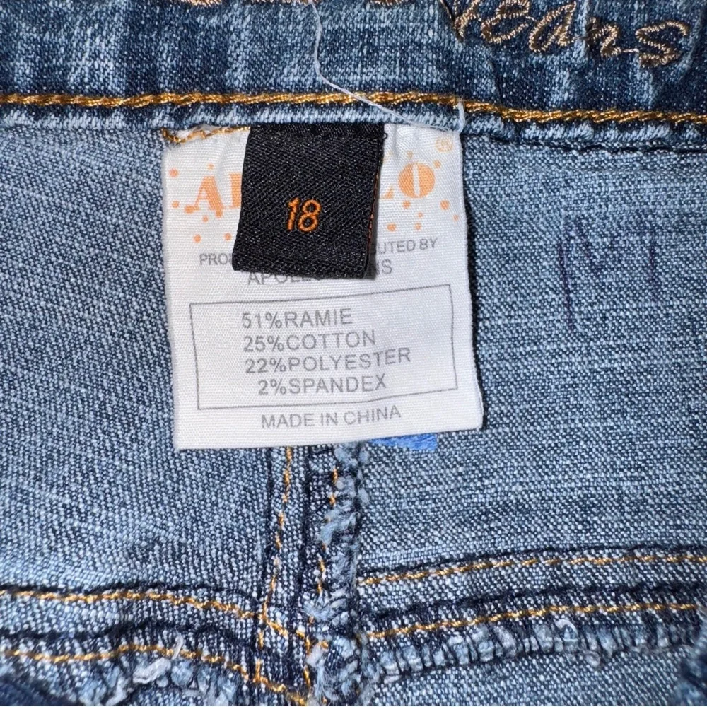 Apollo‎ Jeans Bootcut Blue Denim Rhinestone Embellished Distressed Women’s 18